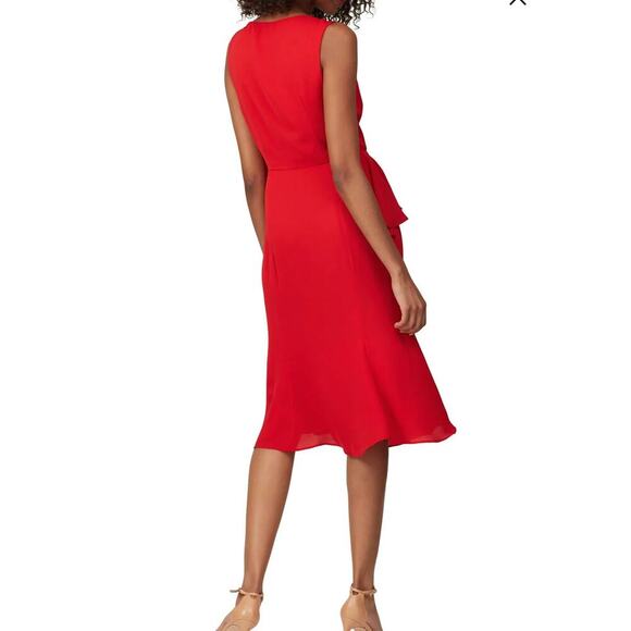 Prabal Gurung Red Sleeveless Ruffle Midi Dress Sz 6 - Picture 2 of 8